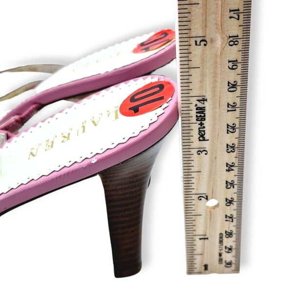Ralph Lauren Karli Pink Fuchsia Faux Croc Strappy Leather Heels Sandals Sz 10 - Picture 7 of 8